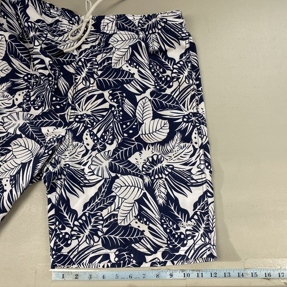 Speedo Board Shorts Mens Large Bondi Etched Floral Blue White Pockets Lined - Picture 7 of 13